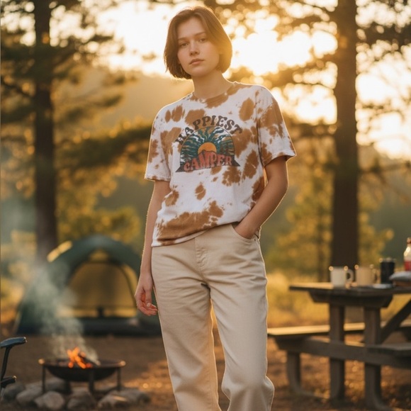 Fifth Sun Tops - Fifth Sun Tan and White T-Shirt